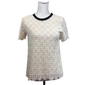 ISANI Cream Lace LaPlace tee, elevated, Parisian, desk to dinner, quiet luxury